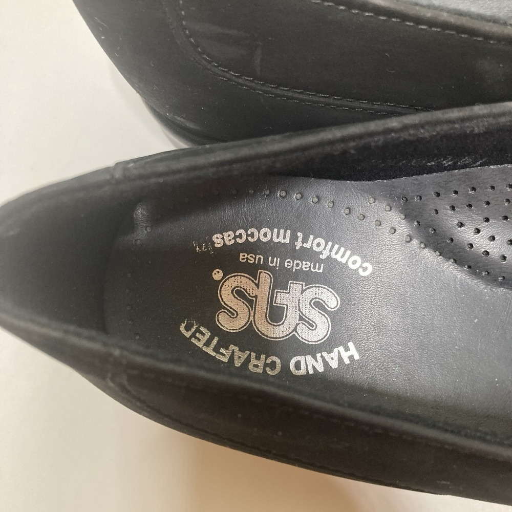 SAS Petra Lace Up Oxford Shoes Suede Comfort Moccasin Women's 7.5 N‎ Black Flats - Picture 10 of 10